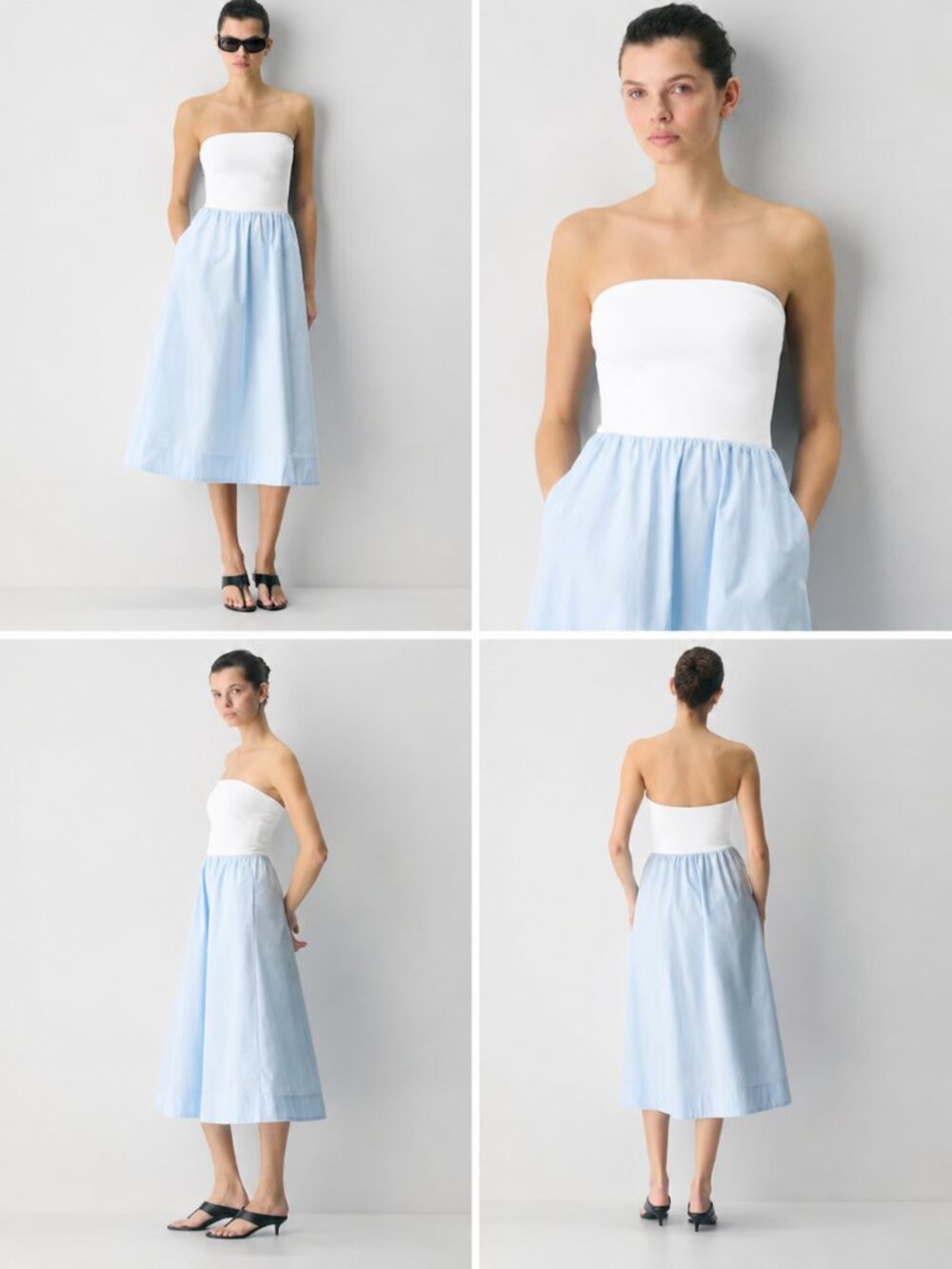 NWT Aritzia FLUID Poplin Dress Skyline Blue/White XS